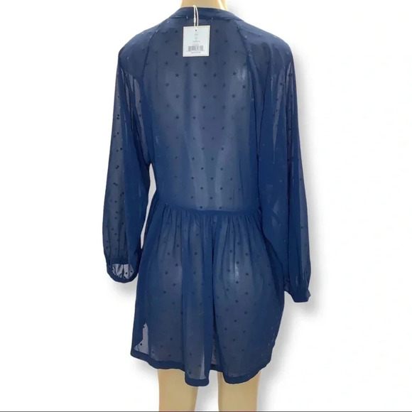 Free Generation Size Small Los Angeles Star Pattern Oversized Chiffon Blouse New - Picture 3 of 6